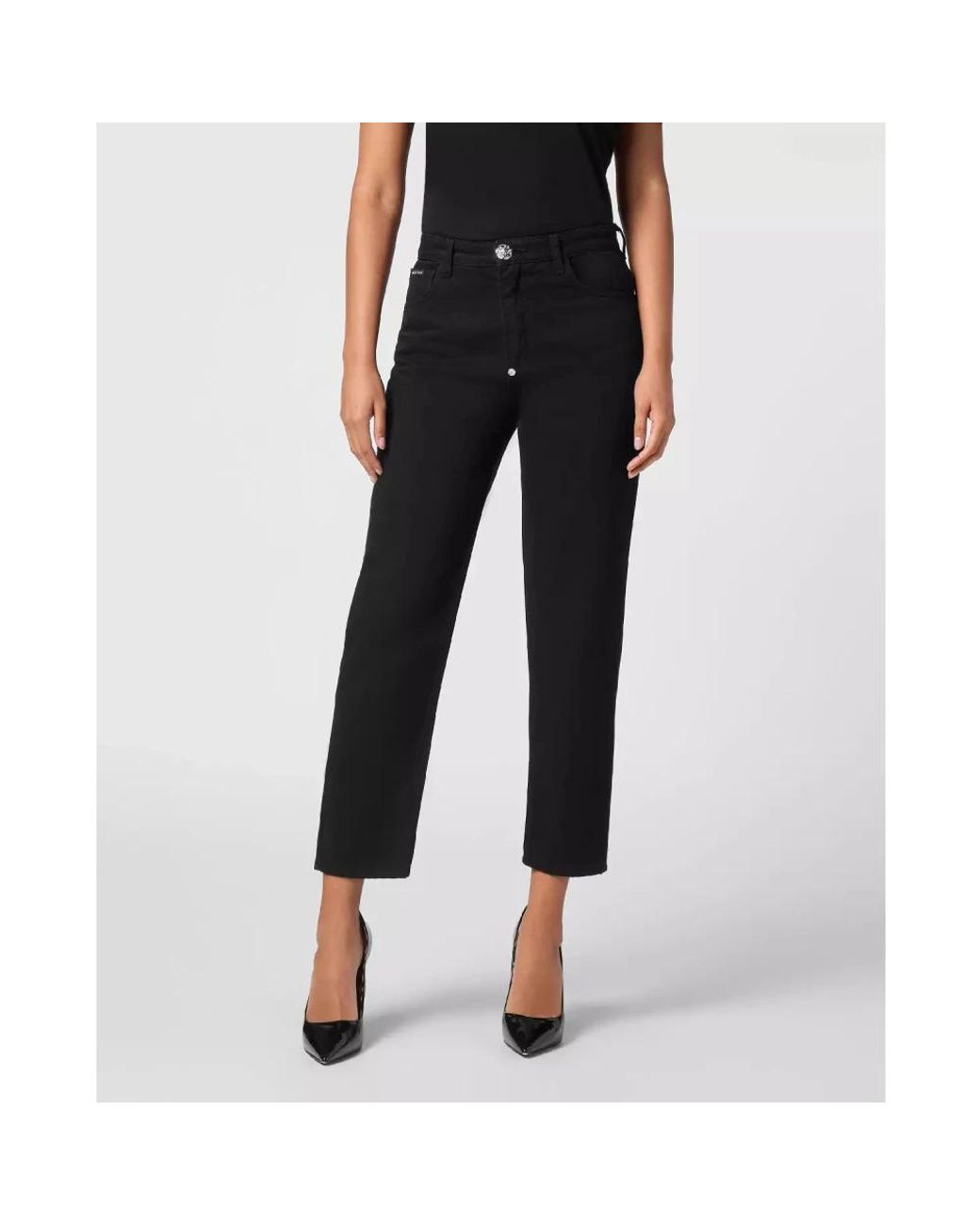 Cropped Jeans Philipp Plein de color Black