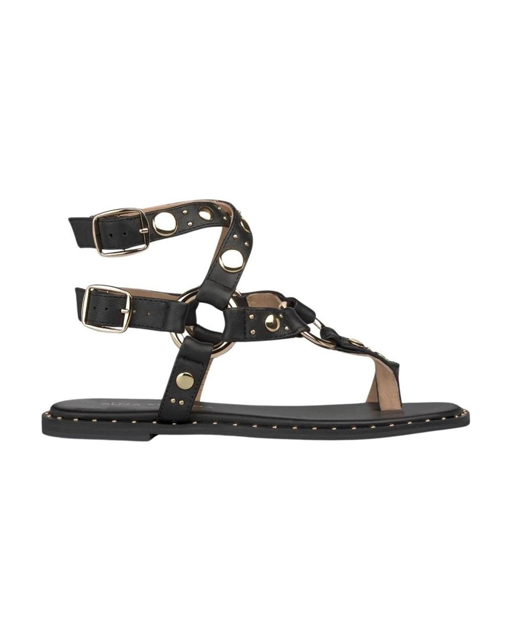 Alma En Pena. Black Flat Sandals
