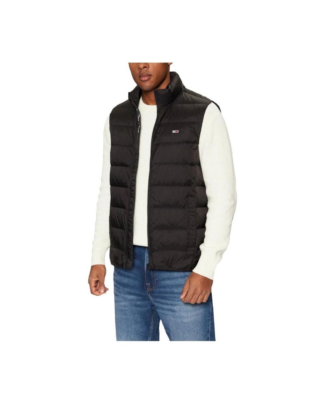 Tommy Hilfiger Jassen ,Zwart ,Leer Down Vest Met Wind- En Waterbestendigheid in het Black voor heren