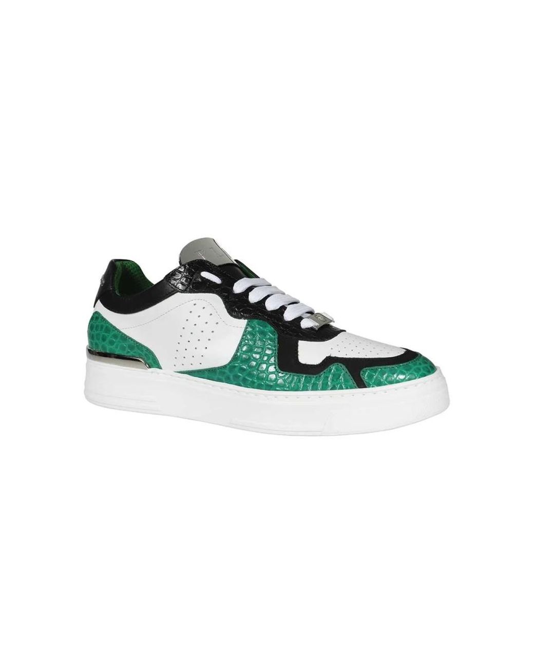 Philipp Plein Green Colour-Block Lace-Up Sneakers for men