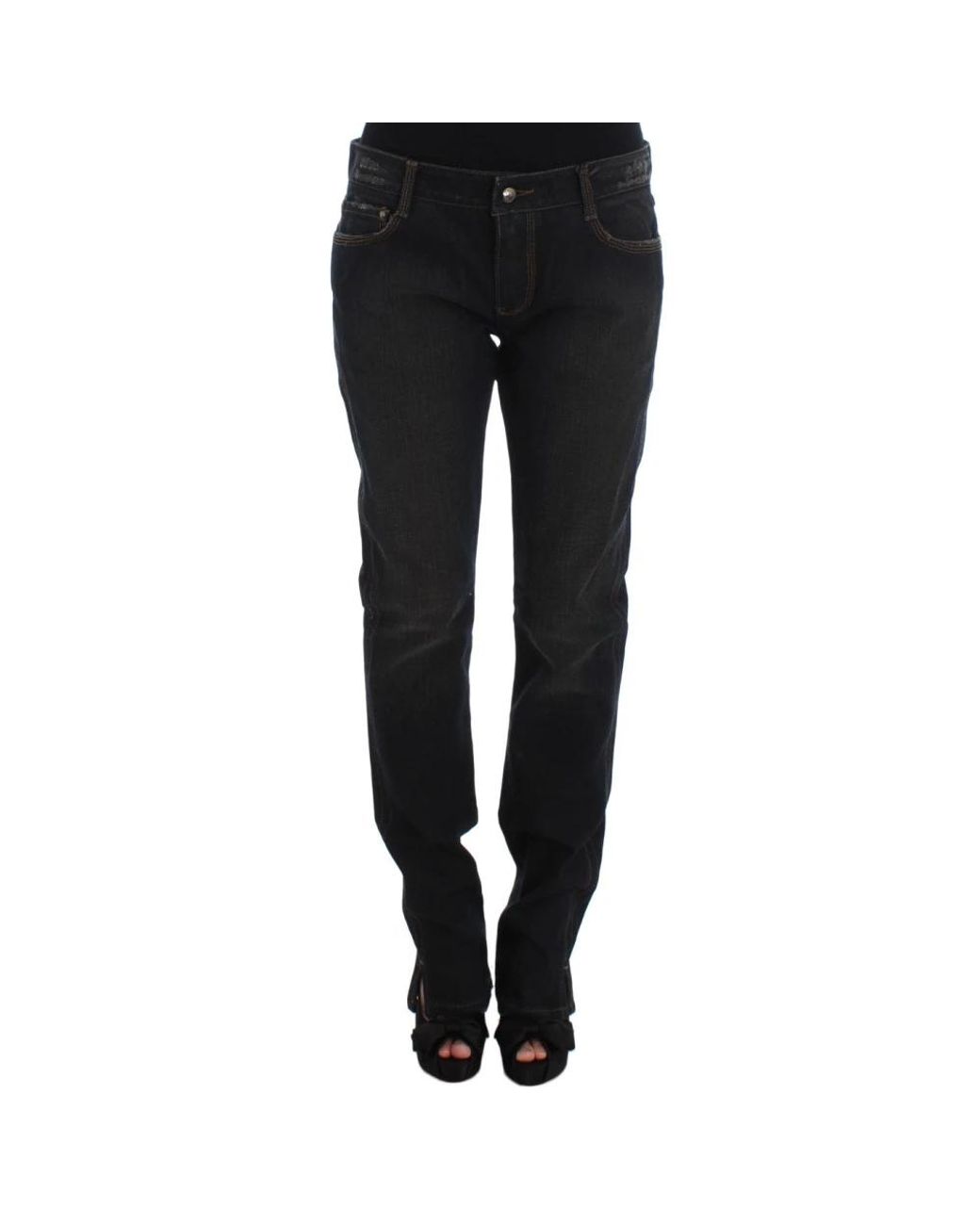 Ermanno Scervino Black Blue Wash Cotton Boyfriend Jeans