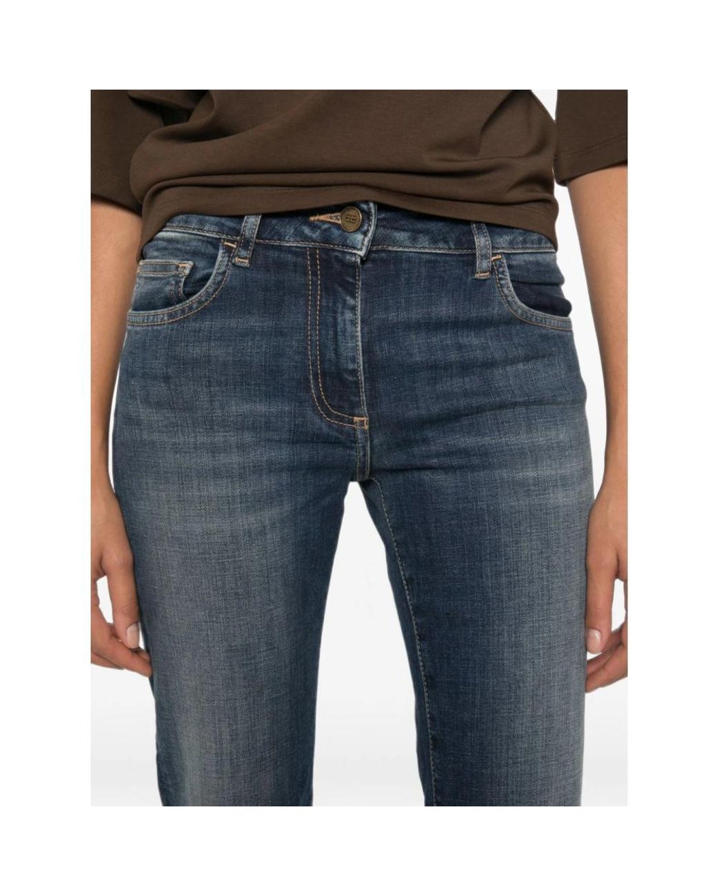 Elisabetta Franchi Blue Straight Fit Jeans