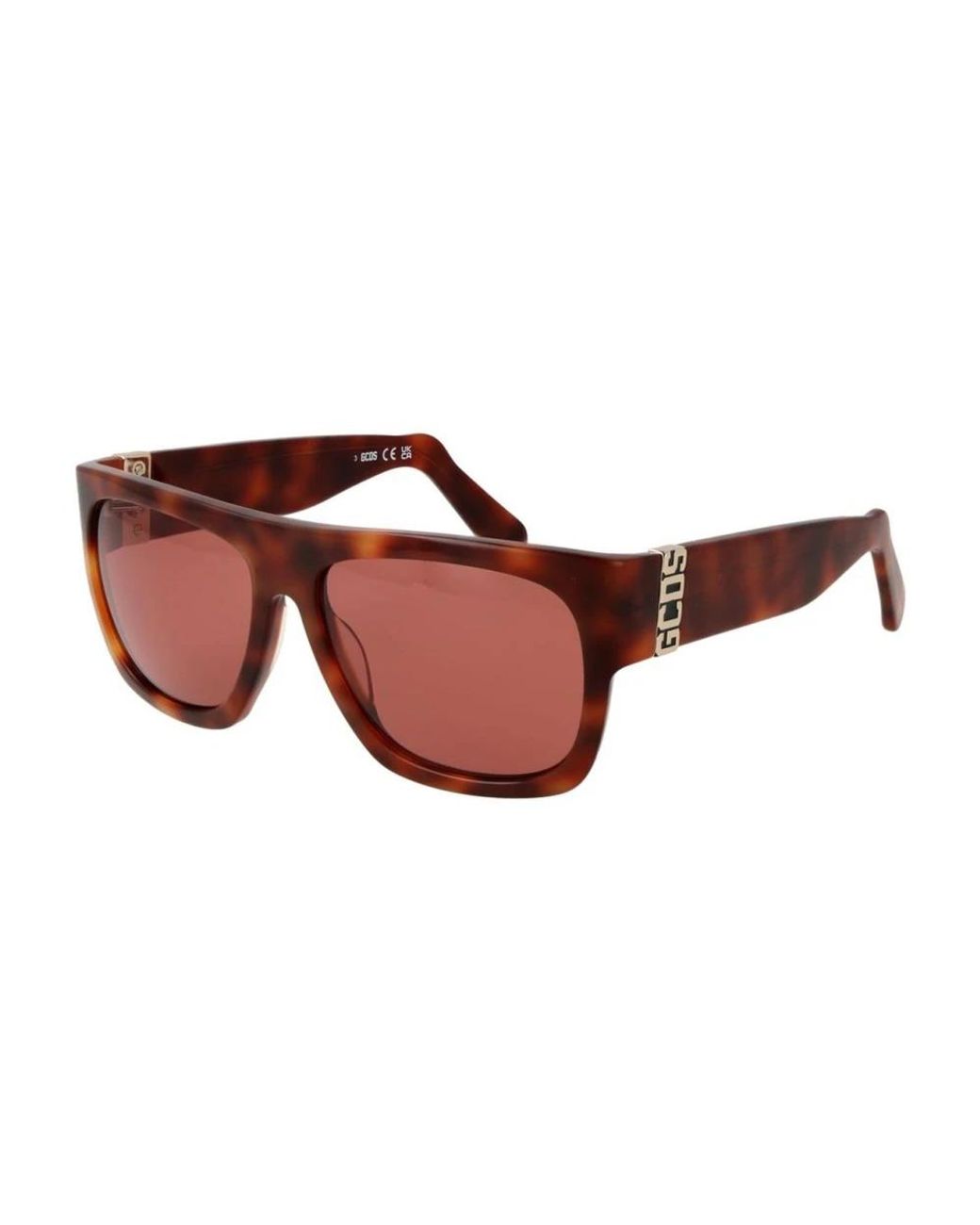 Gcds Accessoires ,Bruin ,Bruine Square Acetaat Zonnebril Met Rode Lenzen in het Brown