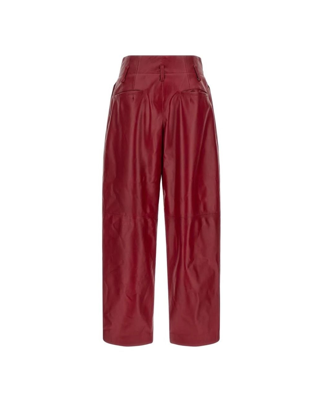 Alberta Ferretti Red Leather Trousers