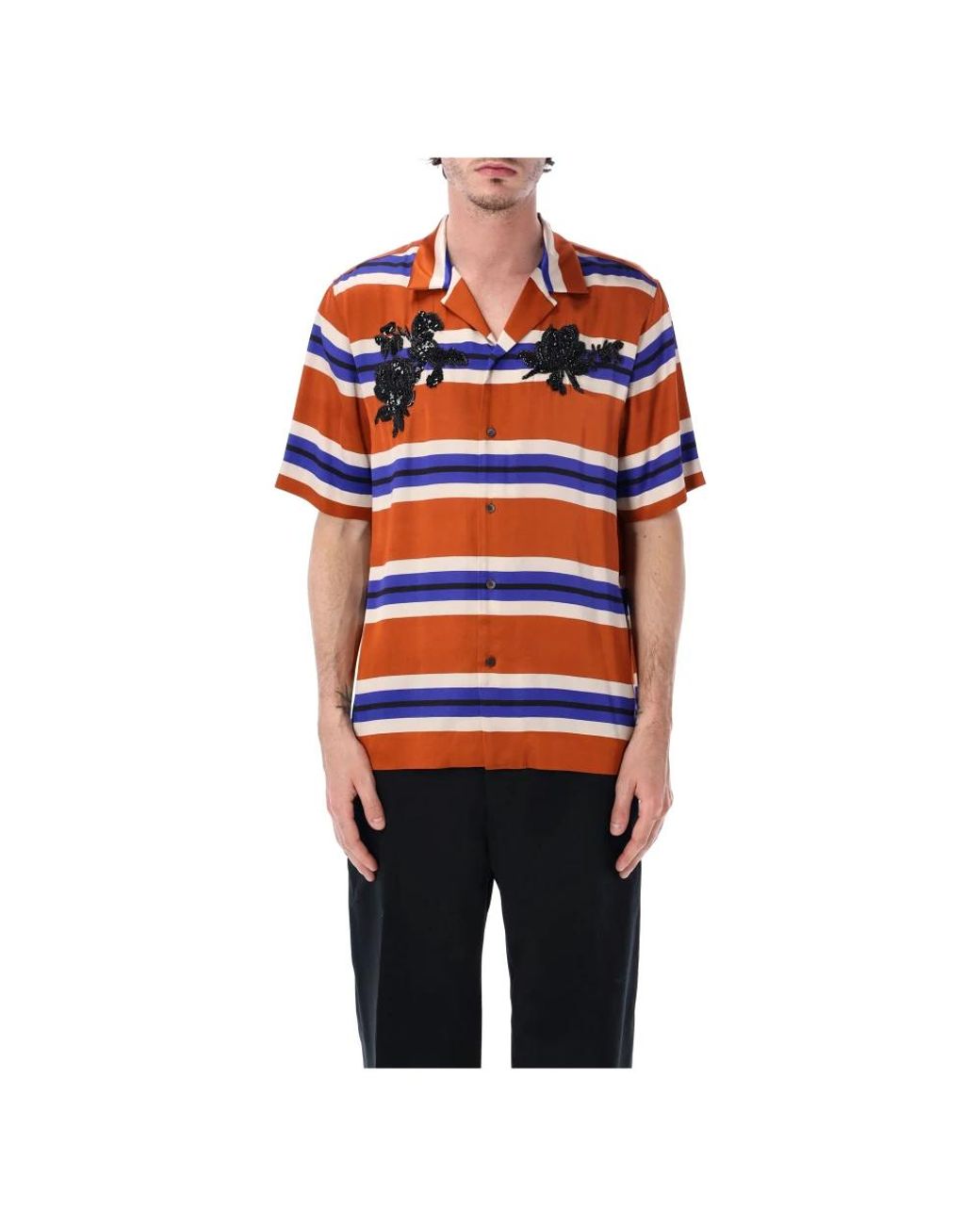 Dries Van Noten Black Short Sleeve Shirts for men