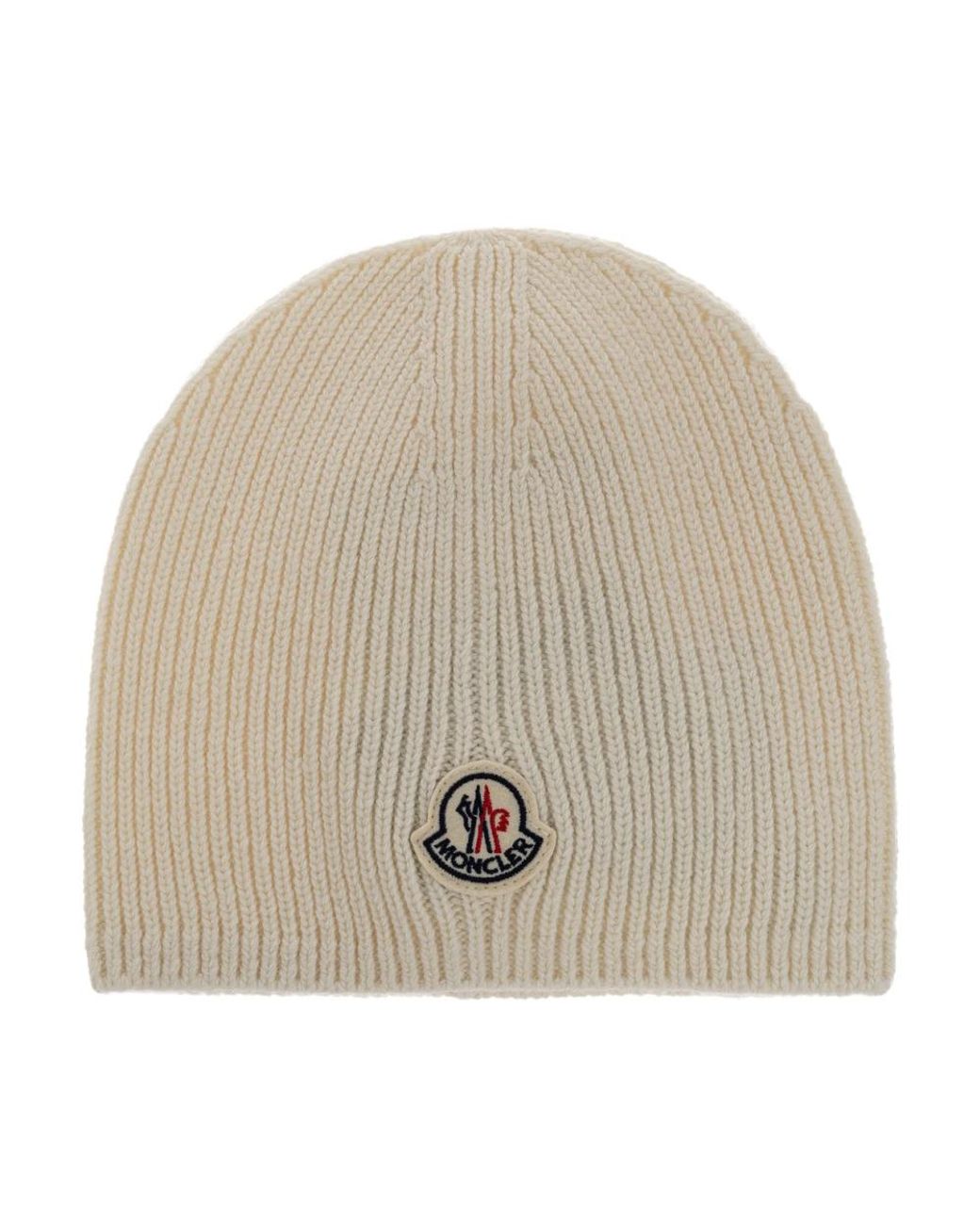 Moncler Logo Wol Muts in het Natural voor heren