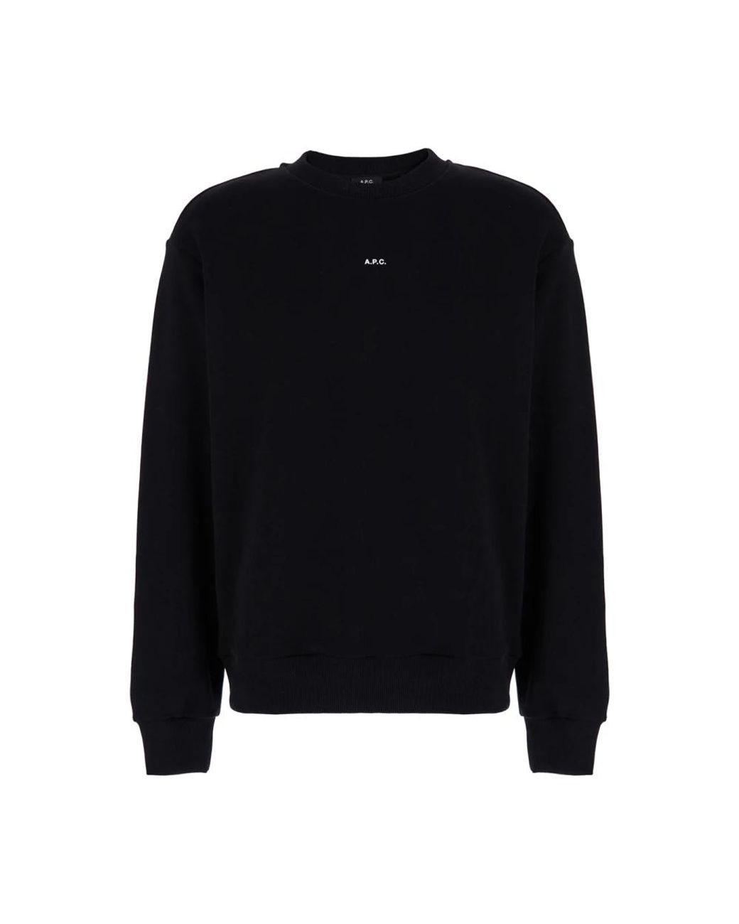 A.P.C. Hoodies & Sweatvesten ,Zwart ,Katoen Zwarte Zwarte Sweater Met Ronde Hals En Logo in het Black voor heren