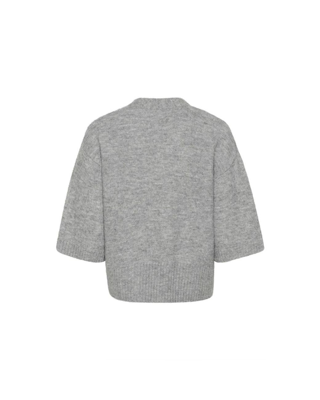 Kaffe Truien & Vesten ,Grijs ,Polyester Grijze Melange Cardigan Met Bloemen in het Gray