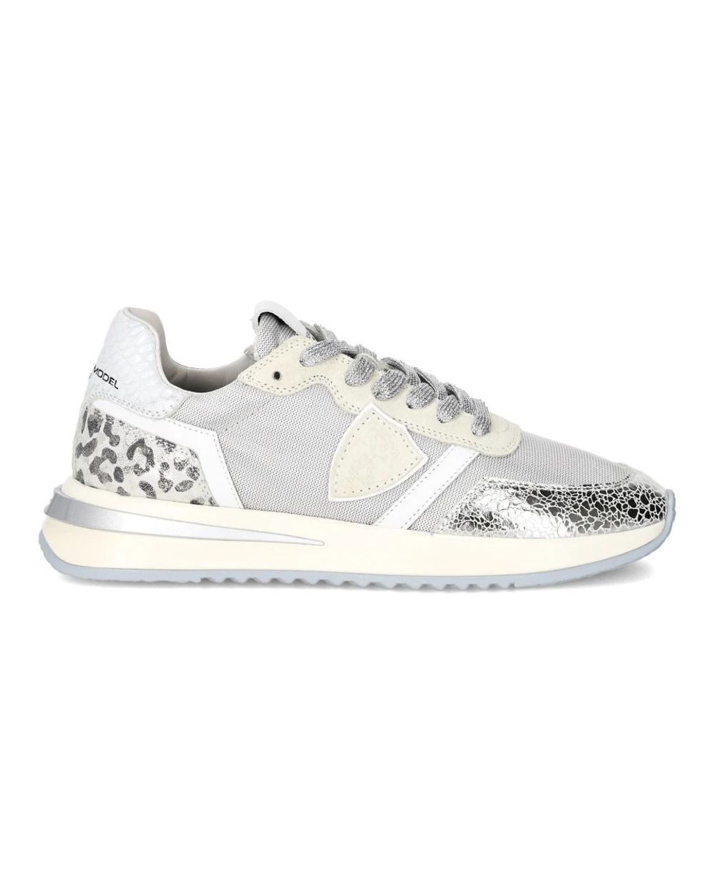 Philippe Model Schoenen ,Grijs ,Leer Sneakers Tropez 2.1 Running in het White
