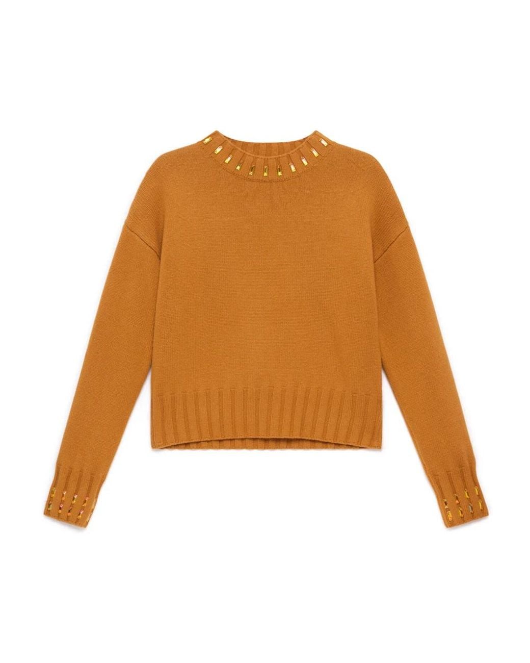 Maliparmi Orange Round-Neck Knitwear