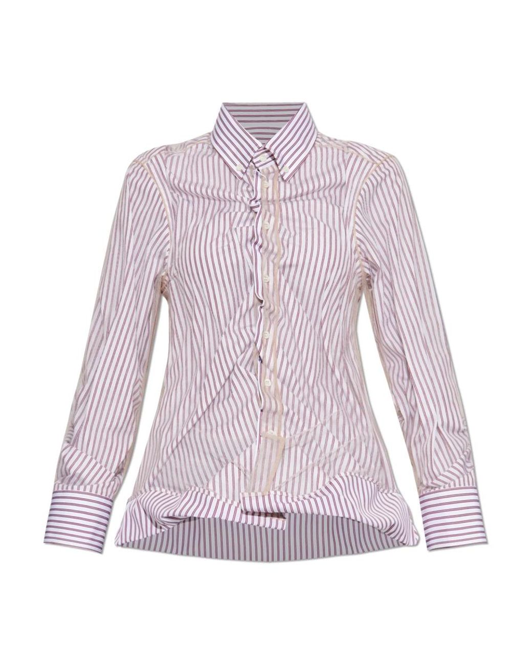 Maison Margiela Overhemden ,Roze ,Katoen Gestreept Overhemd in het Purple
