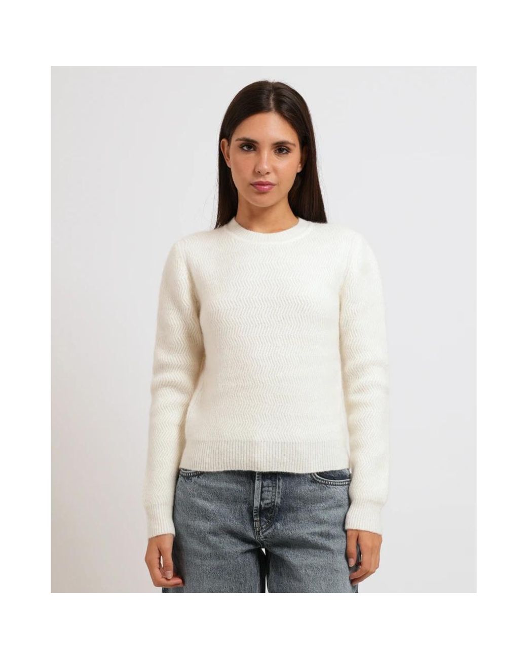 HUGO White Moderner Pullover