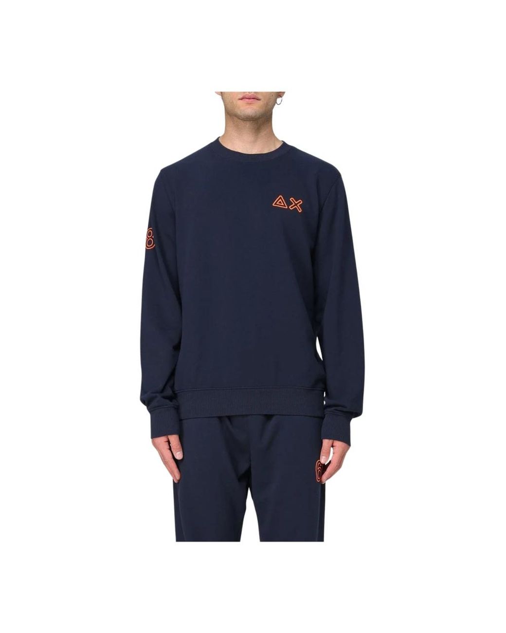 Sun 68 Hoodies & Sweatvesten ,Blauw ,Sweatshirt Met Ronde Hals En Lange Mouwen in het Blue voor heren