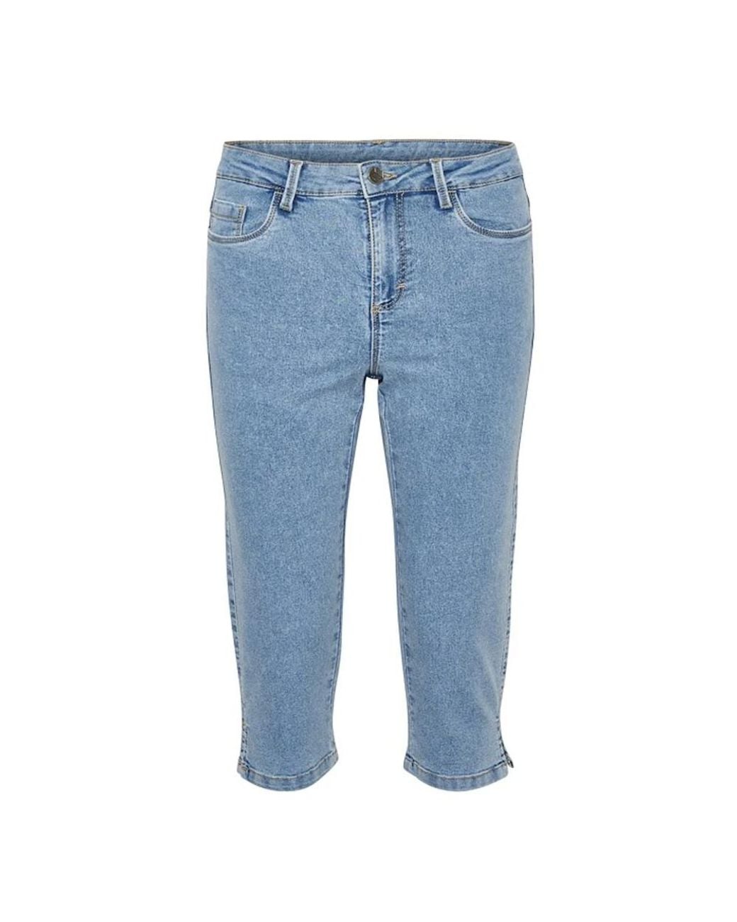 Kaffe Jeans ,Blauw ,Denim Lichtblauwe Gewassen Denim Capri Jeans in het Blue