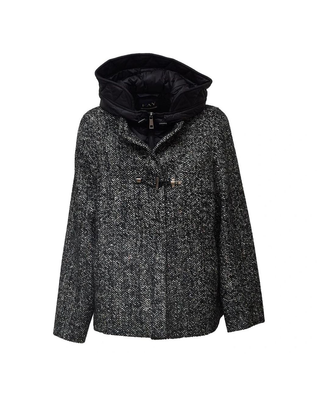 Fay Black Cappa Toggle Coat