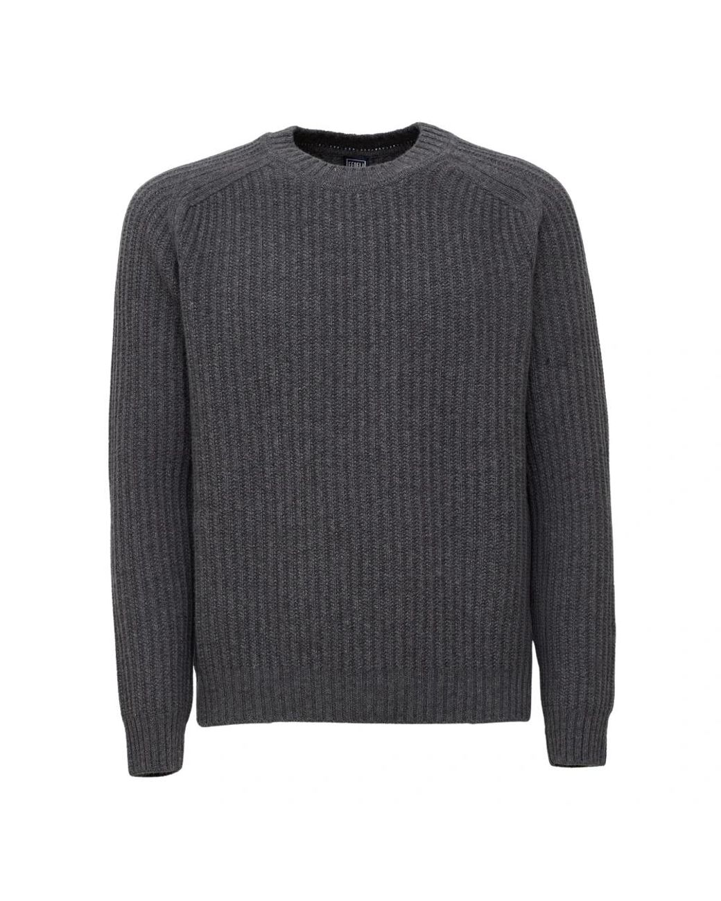 Fedeli Gray Round-Neck Knitwear for men