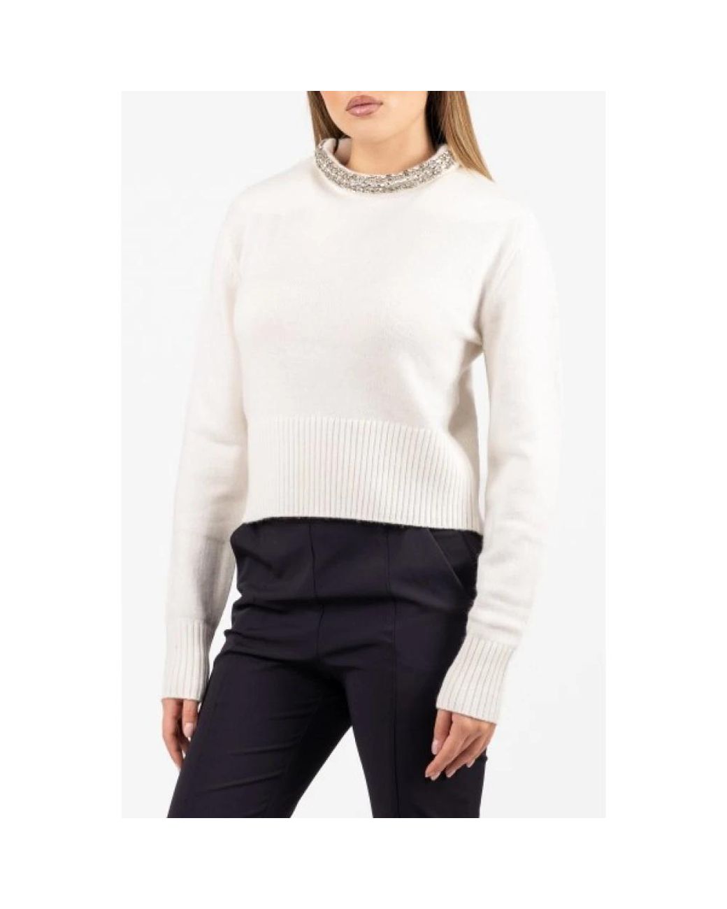 Pinko White Round-Neck Knitwear
