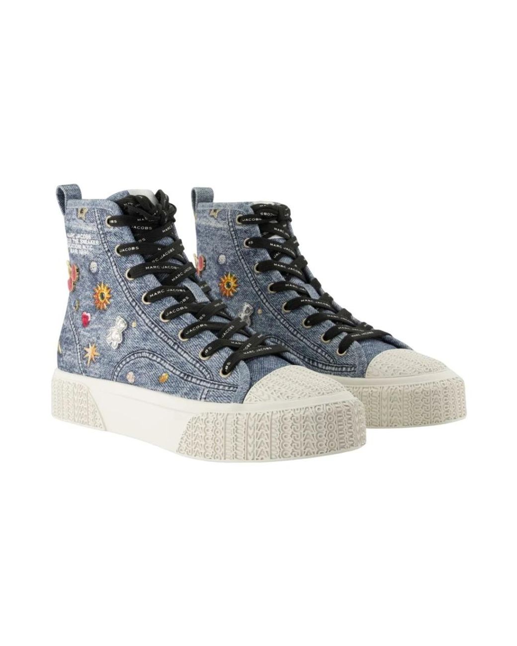 Marc Jacobs Schoenen ,Veelkleurig ,Katoen The High Top Sneaker in het Blue