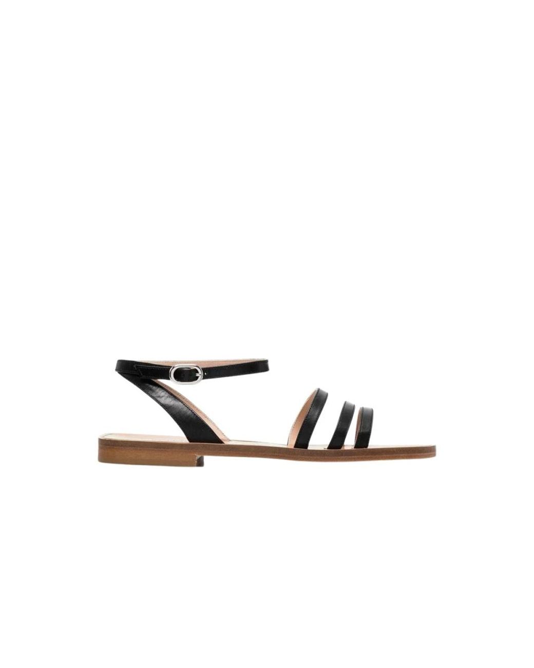 Scarosso Black Flat Sandals