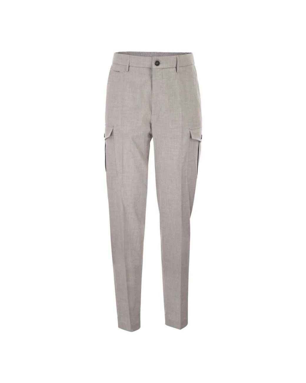 Peserico Gray Slim-Fit Trousers for men