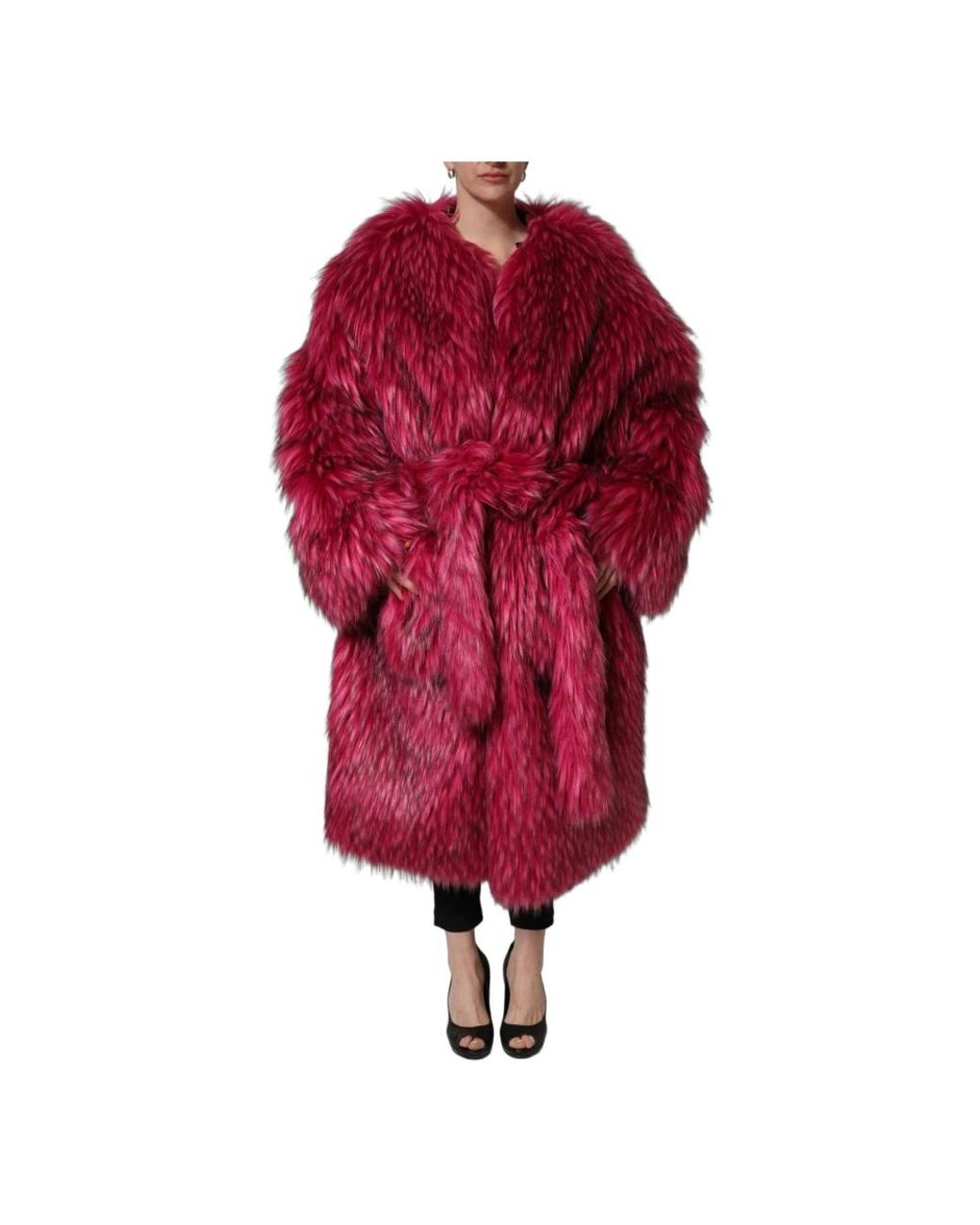 Dolce & Gabbana Red Faux Fur & Shearling Jackets