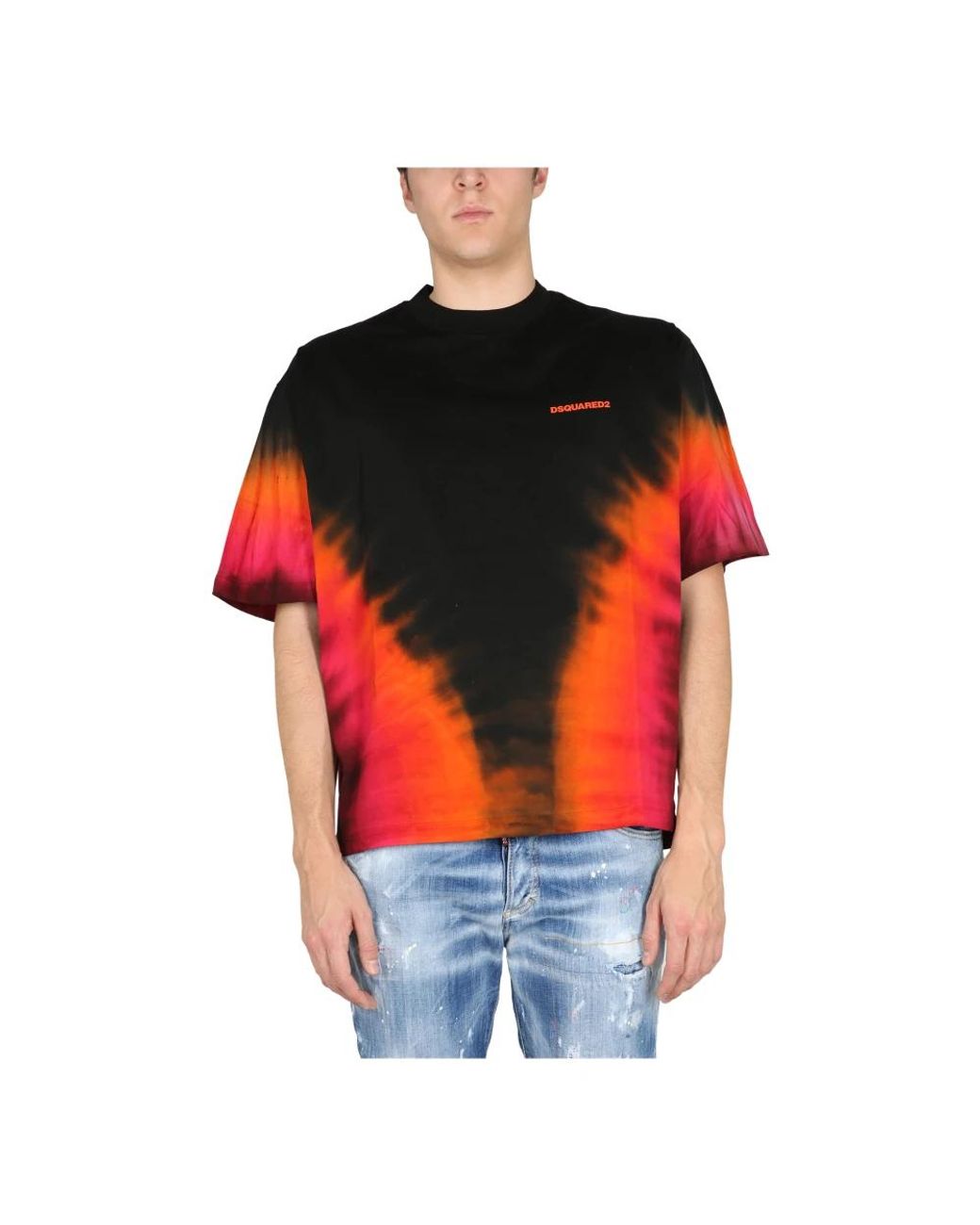 DSquared² Tops ,Veelkleurig ,Flame Drop Tee in het Red voor heren