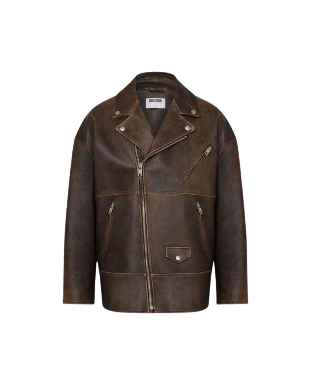 Moschino Brown Leather Jackets for men