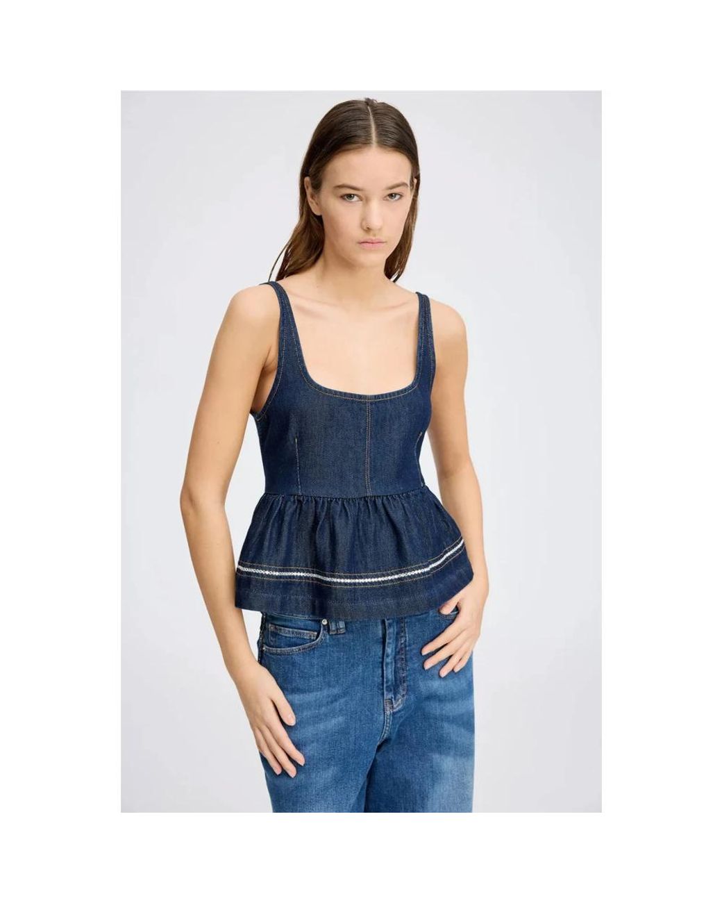 Munthe Blue Sleeveless Tops