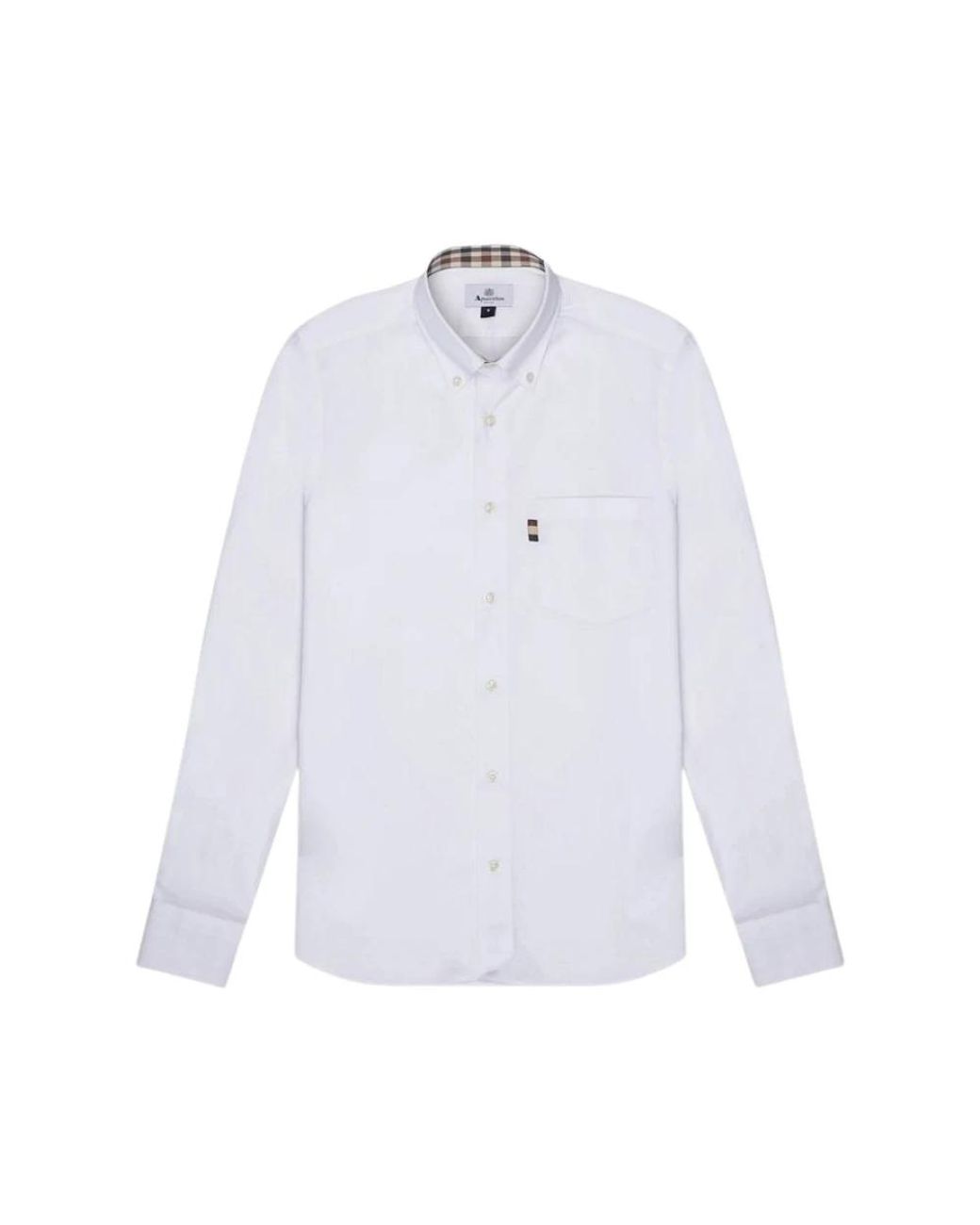 Aquascutum Button-Down Poplin Overhemd in het White voor heren