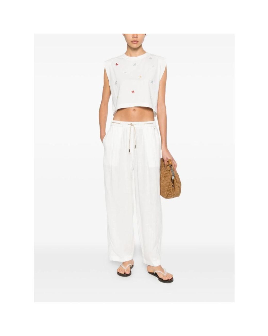 Herno White Wide Trousers