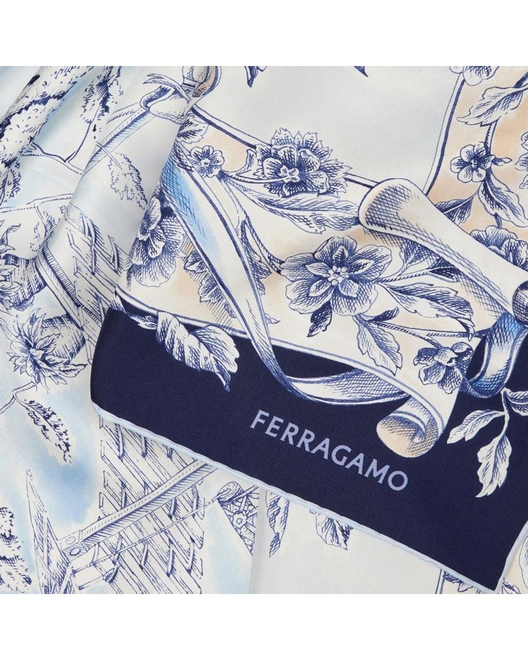 Ferragamo Blue Silk Scarves