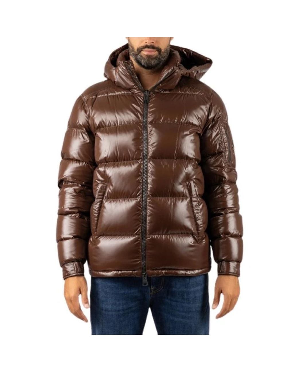 Herno Jassen ,Bruin ,Leer Polar Tech Down Jacket in het Brown voor heren