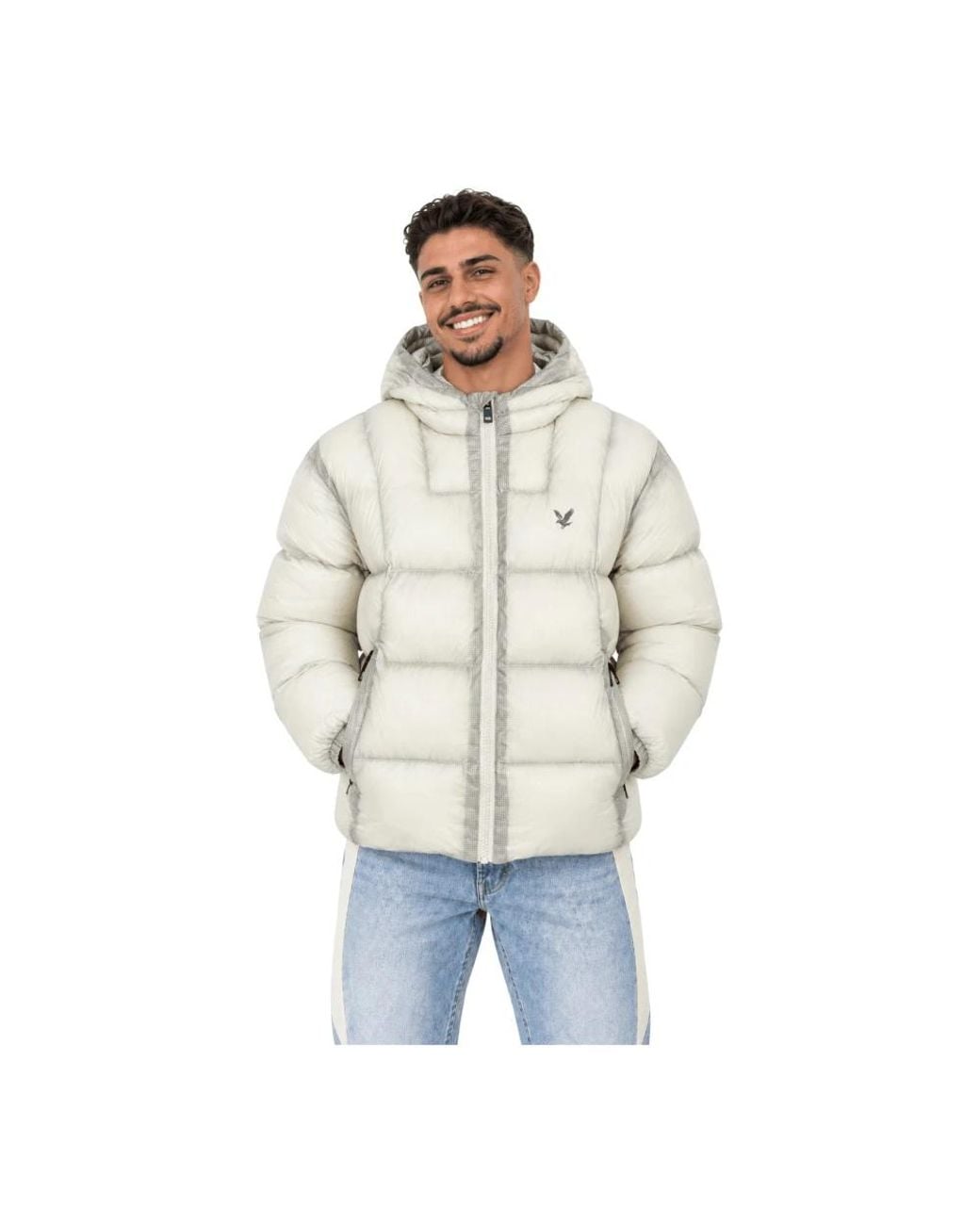 Lyle & Scott Jassen ,Wit ,Polyester Translucent Puffer Jacket in het White voor heren