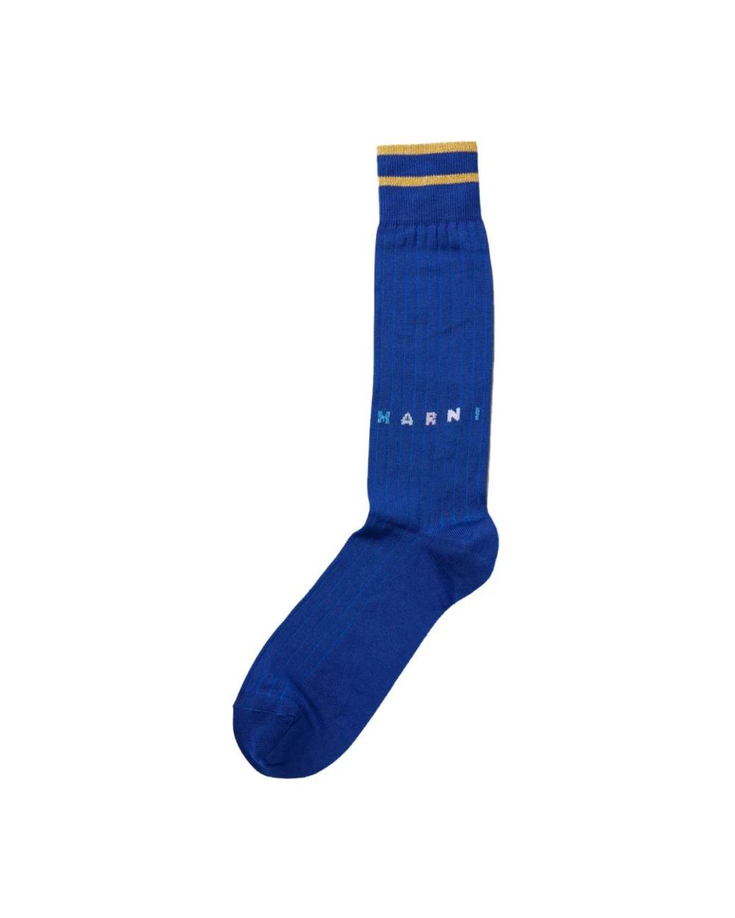 Marni Ondergoed ,Blauw ,Katoen Intarsia Logo Sokken in het Blue voor heren