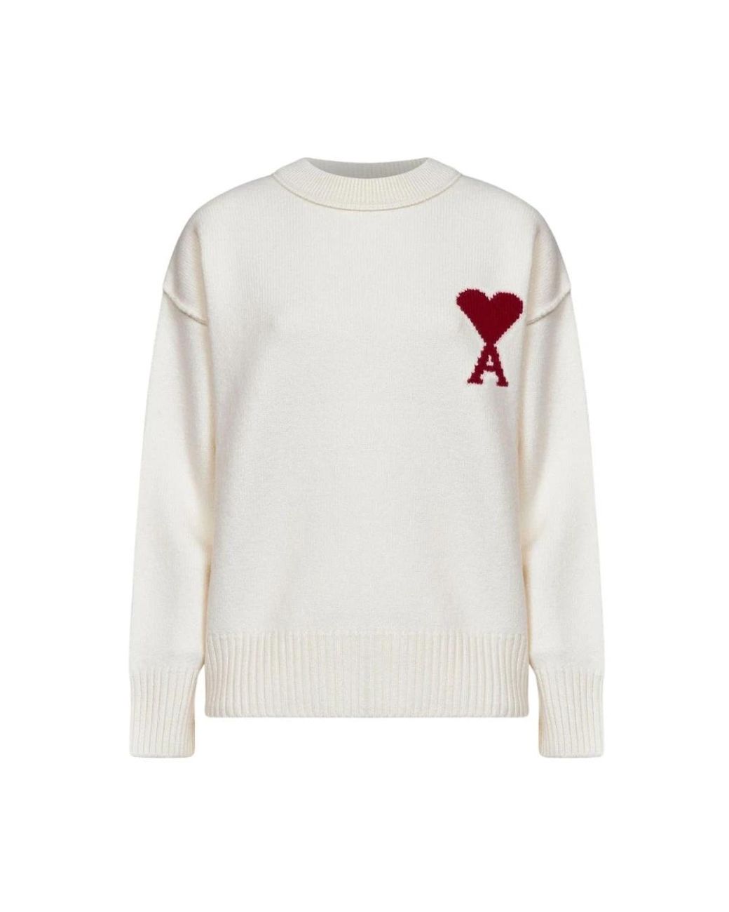 AMI White Round-Neck Knitwear