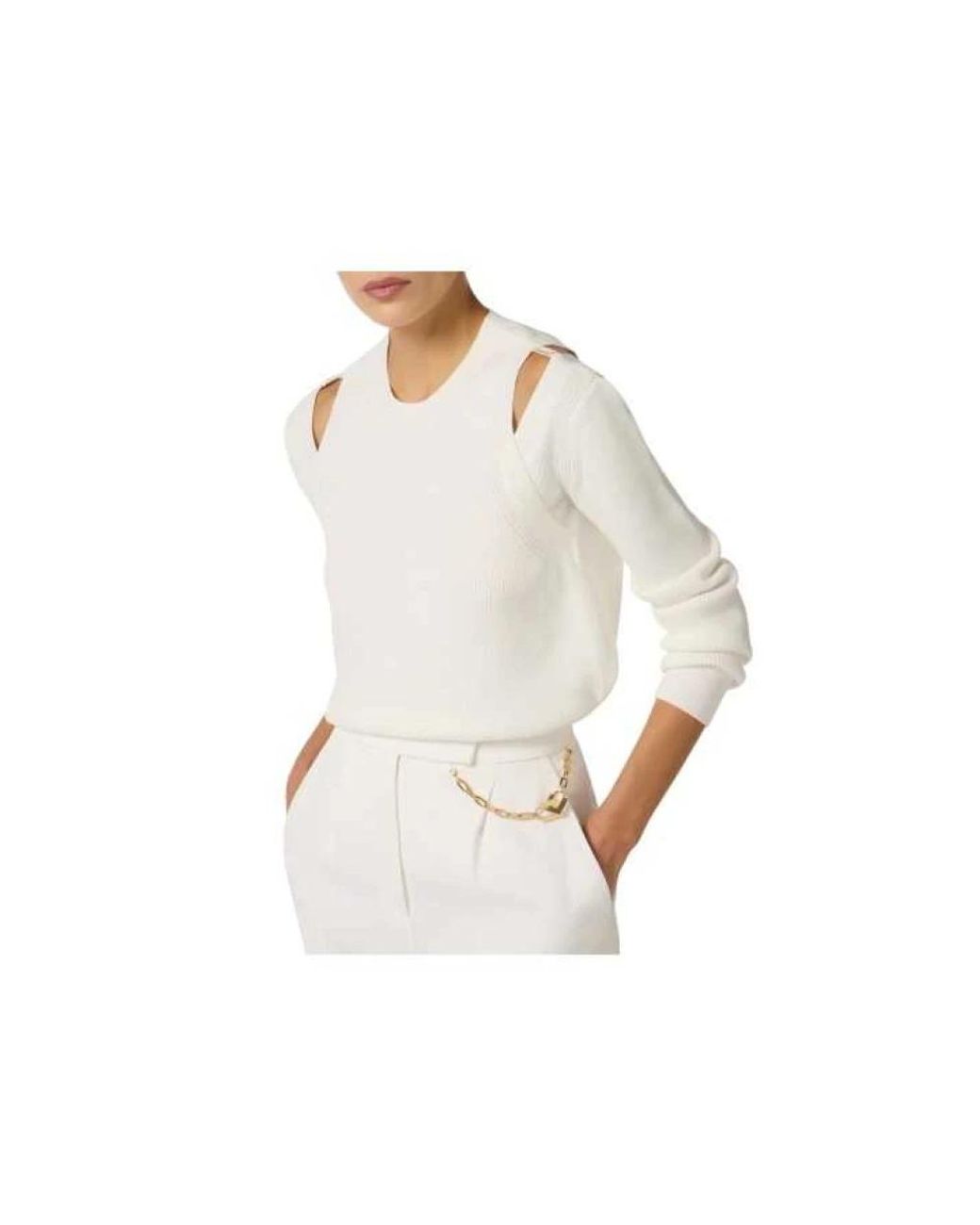 Elisabetta Franchi White Round-Neck Knitwear