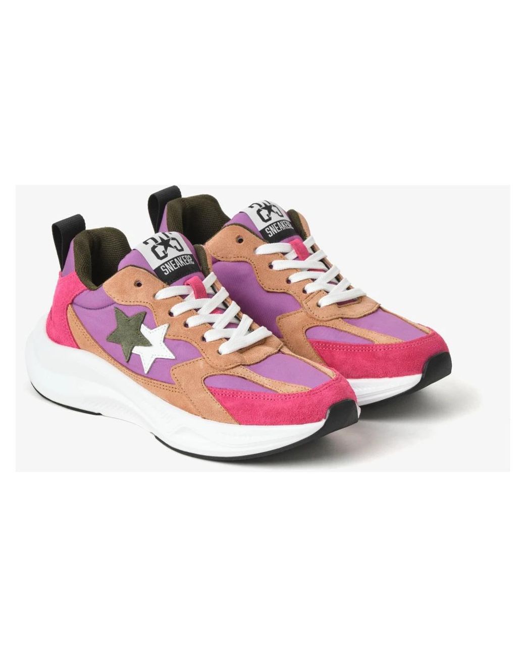 2 Star Schoenen ,Paars ,Leer Sneakers in het Pink