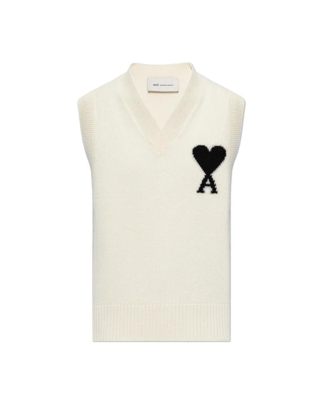 AMI White V-Neck Knitwear