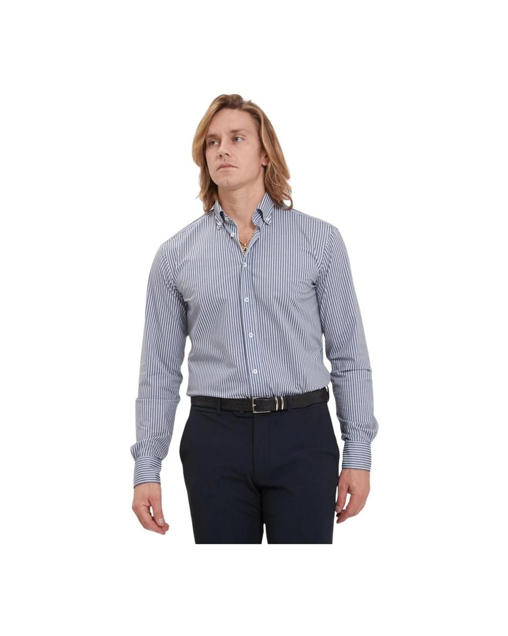 Traiano Milano Blue Formal Shirts for men