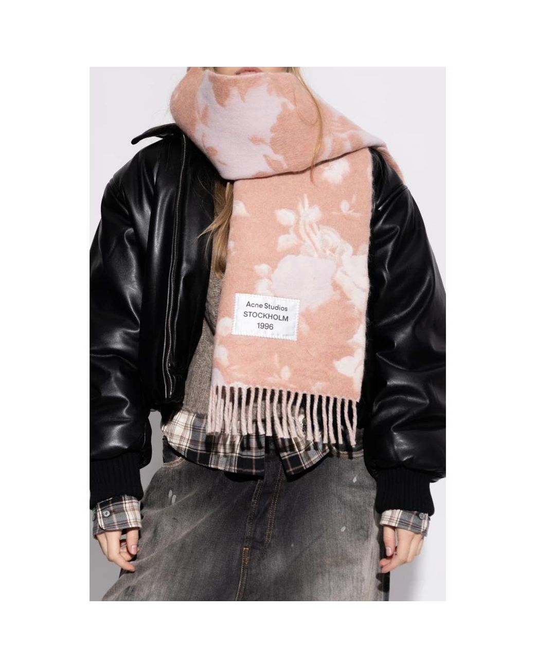Acne Pink Logo Scarf
