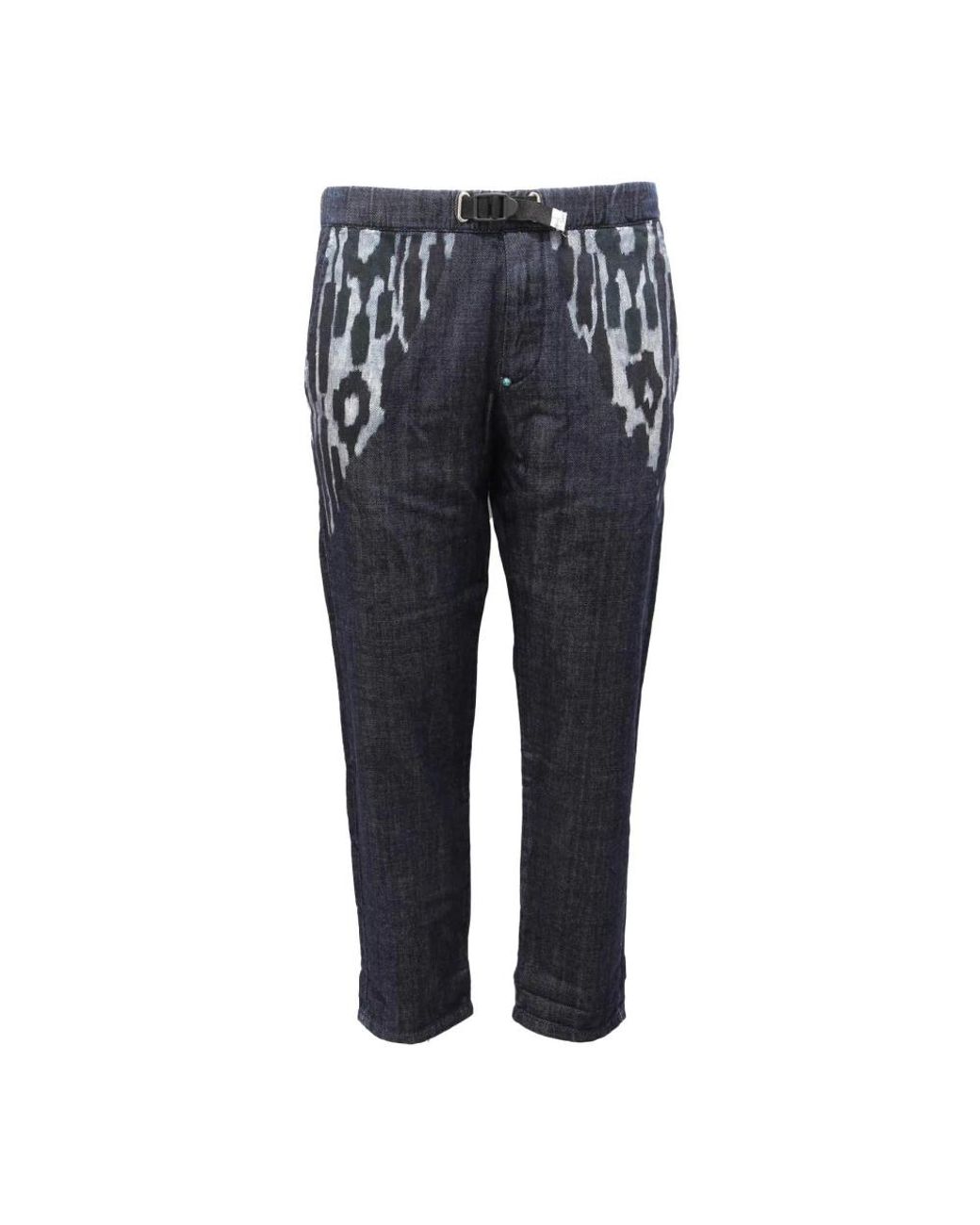 White Sand Blue Straight Trousers for men