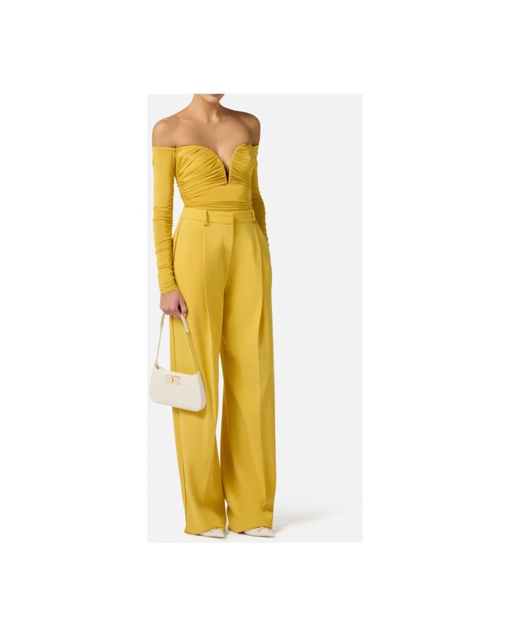 Elisabetta Franchi Yellow Wide Trousers