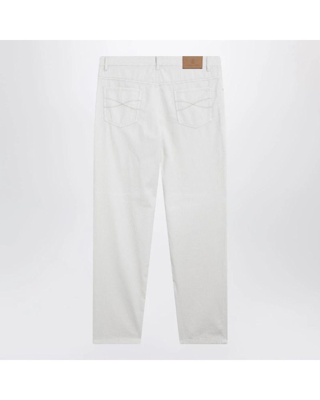 Brunello Cucinelli White Straight Trousers for men