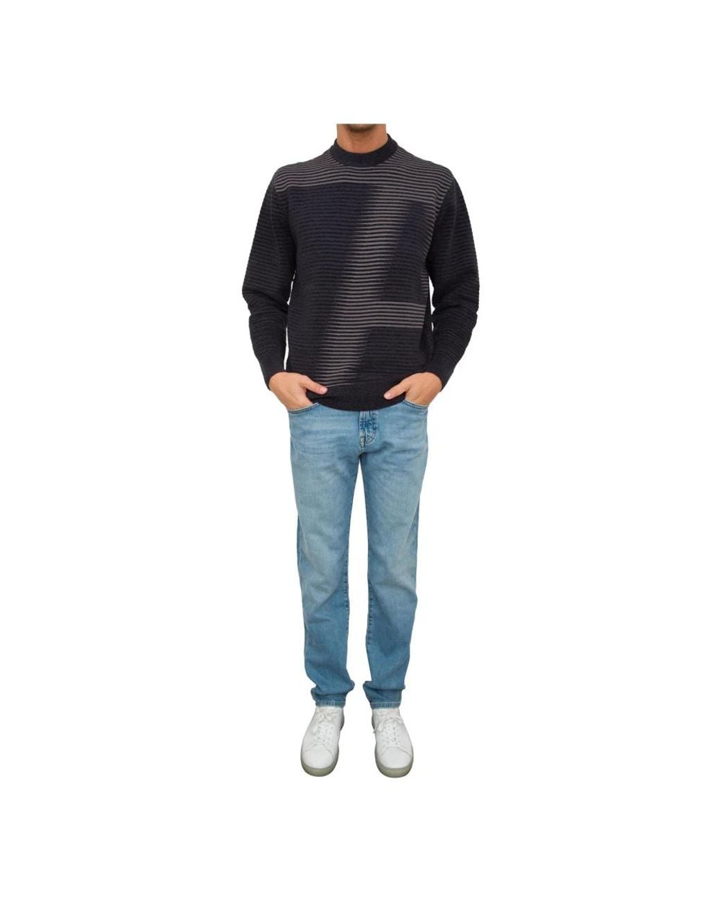 ARMANI EXCHANGE Blue Round-Neck Knitwear for men
