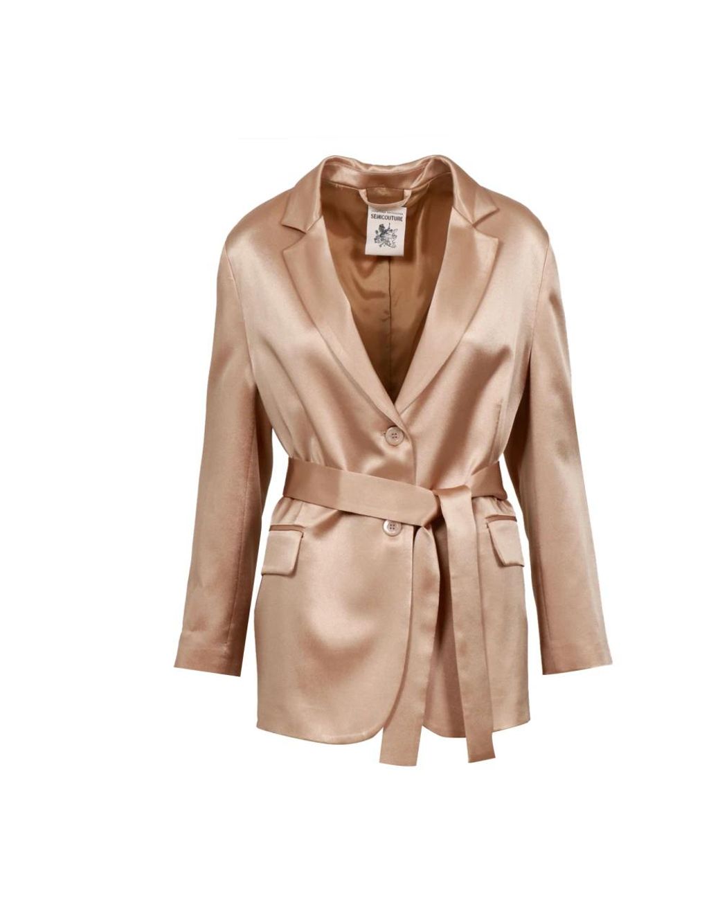 Semicouture Jassen ,Zijden Blend Jas Met Klassieke Revers in het Brown