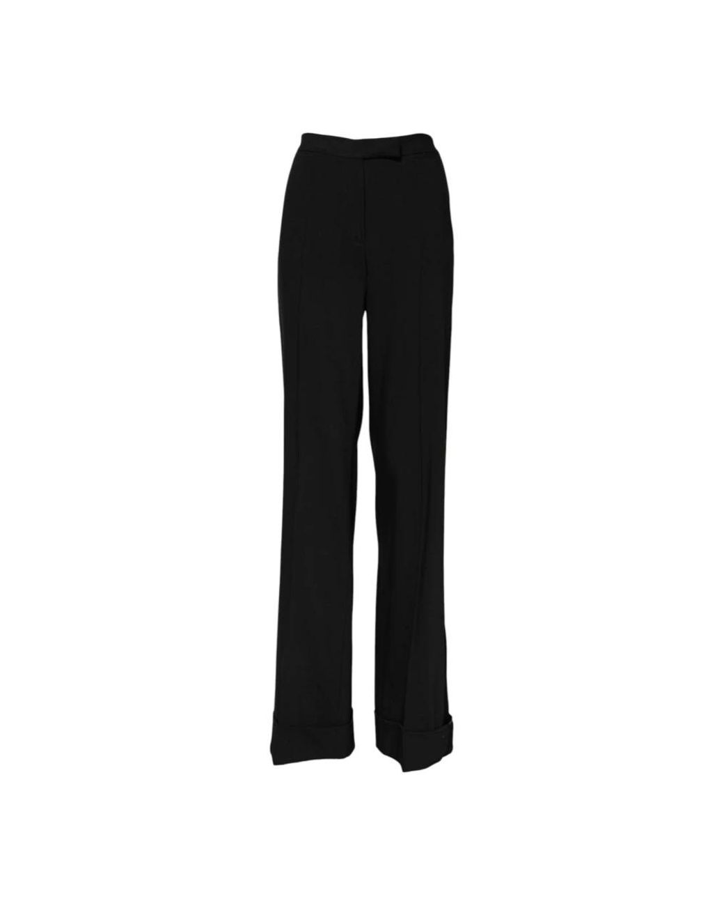 Dolce & Gabbana Black Straight Leg Cuffed Hem Pants