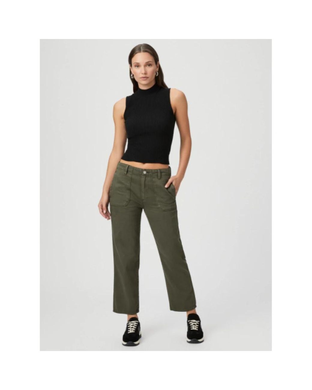 PAIGE Green Cropped Trousers