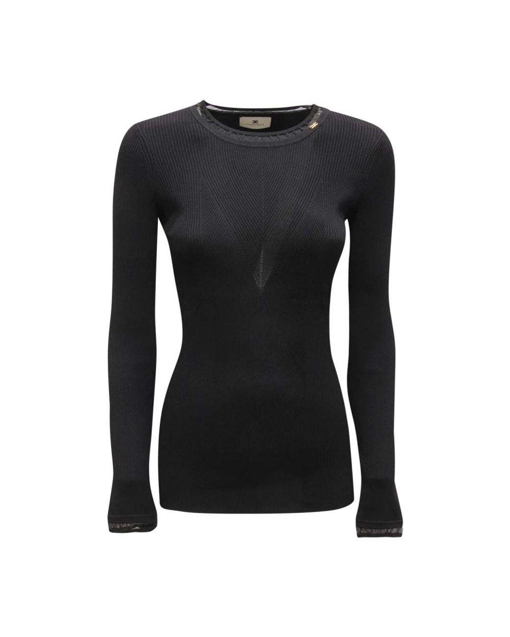 Elisabetta Franchi Black Round-Neck Knitwear