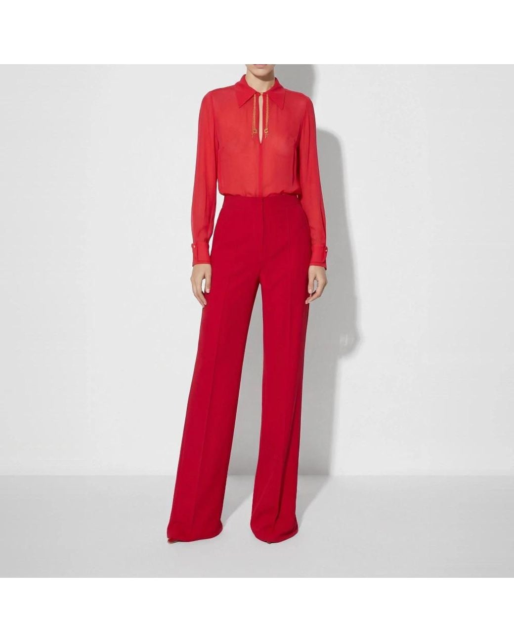 Elisabetta Franchi Red Wide Trousers