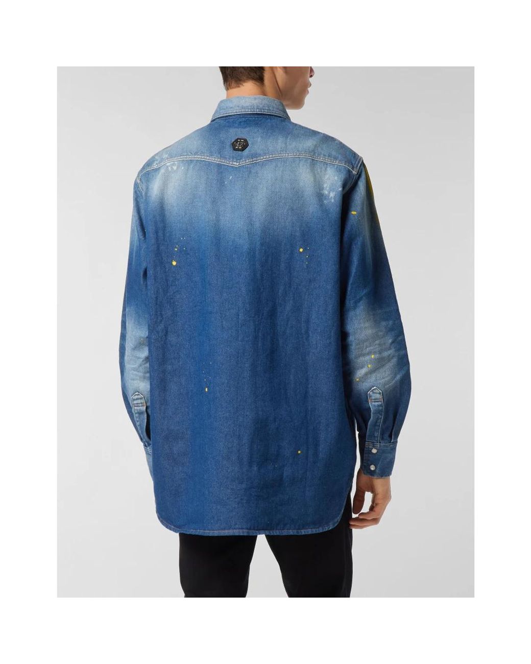 Philipp Plein Blue Denim Shirts for men